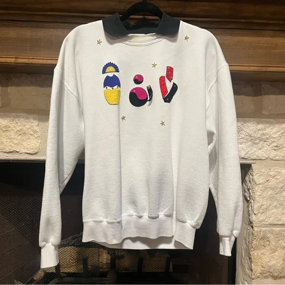 Vintage 80s Layered Look Sweatshirt Size Large - Picture 2 of 11